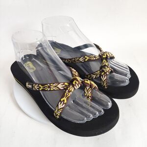 Teva 6415 Elian Flip Flop Trail Sandals Brown Multicolor Geometric Womens Size 7